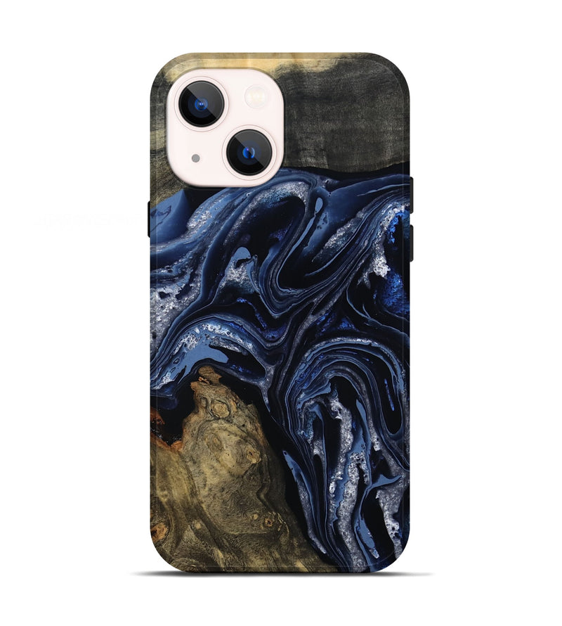 iPhone 13 Wood Live Edge Phone Case - Edward (Blue, 801475)