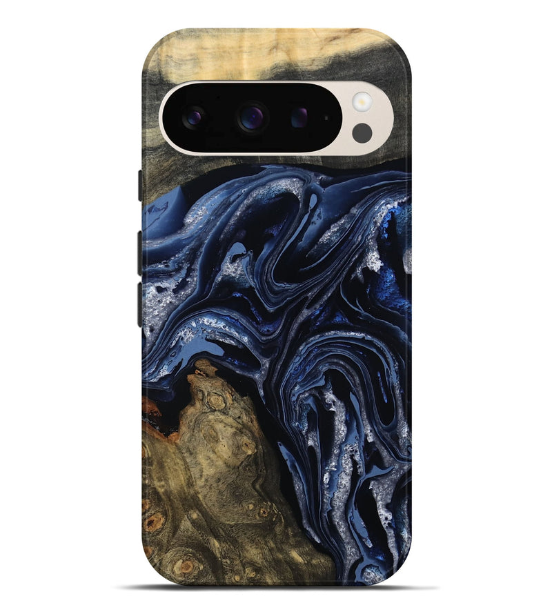 Pixel 9 Pro XL Wood Live Edge Phone Case - Edward (Blue, 801475)