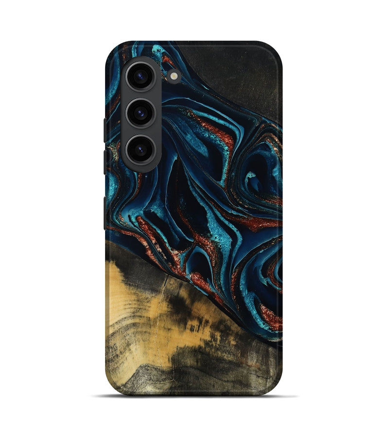 Galaxy S23 Wood Live Edge Phone Case - Deann (Teal & Gold, 801476)