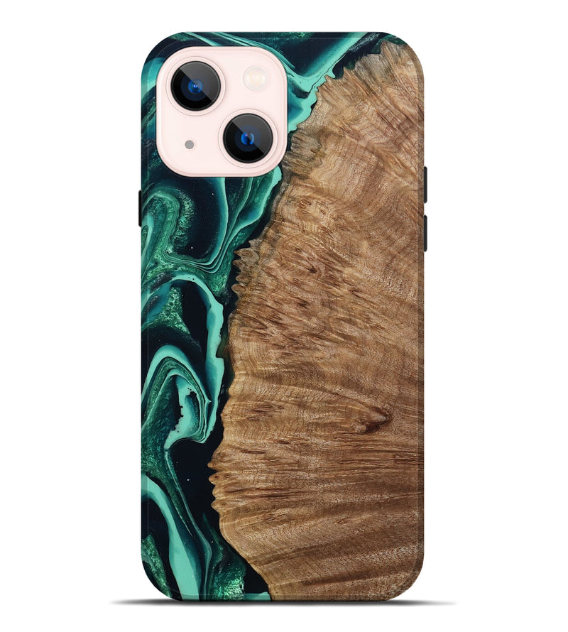 iPhone 14 Plus Wood Live Edge Phone Case - Angelo (Green, 801477)
