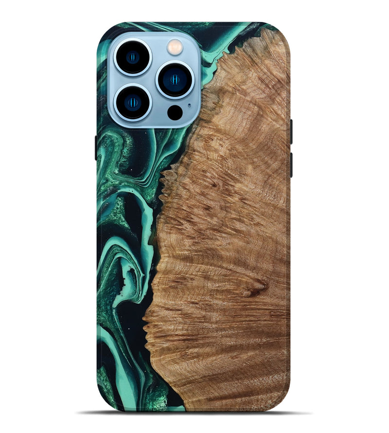 iPhone 14 Pro Max Wood Live Edge Phone Case - Angelo (Green, 801477)