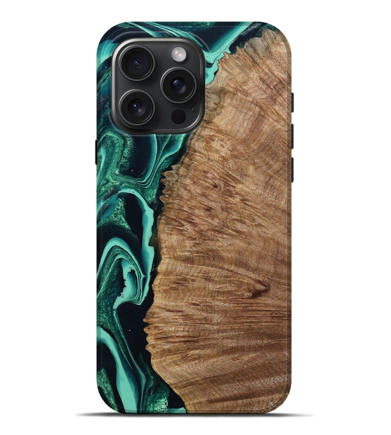 iPhone 16 Pro Max Wood Live Edge Phone Case - Angelo (Green, 801477)