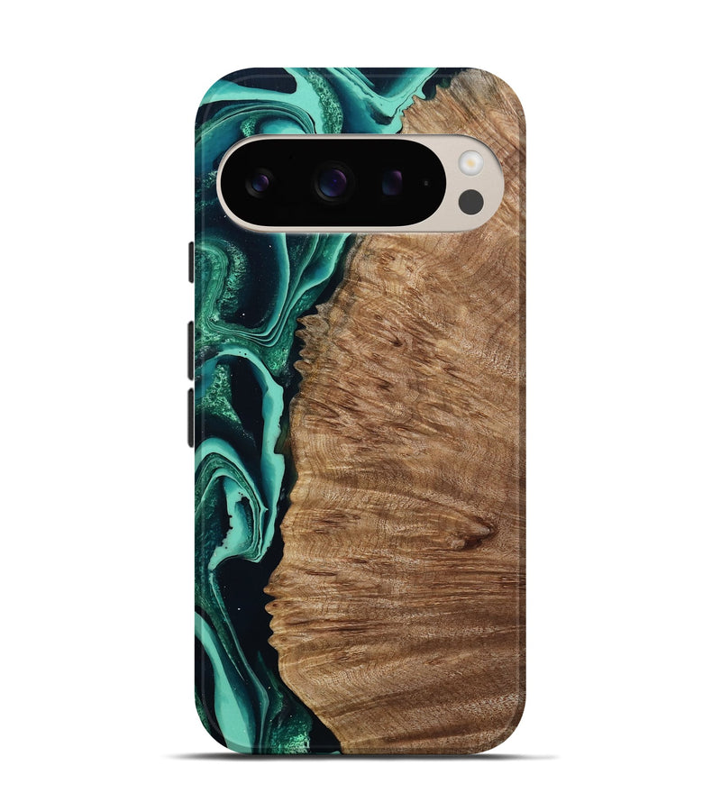 Pixel 9 Wood Live Edge Phone Case - Angelo (Green, 801477)