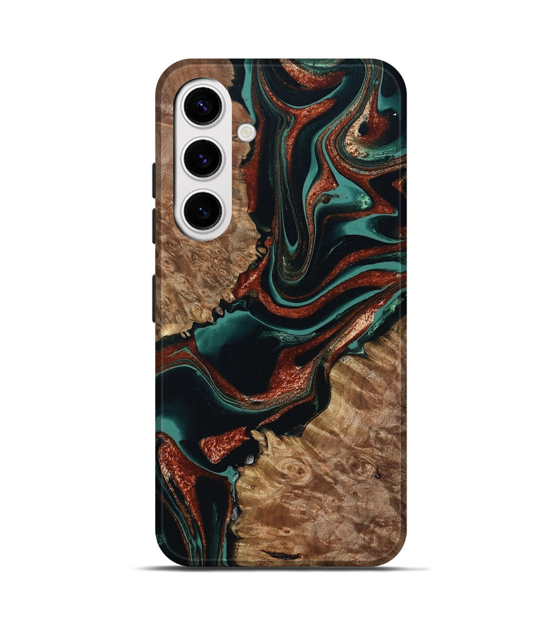 Galaxy S25 Wood Live Edge Phone Case - Liza (Green, 801478)
