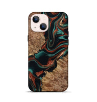 iPhone 13 mini Wood Live Edge Phone Case - Liza (Green, 801478)