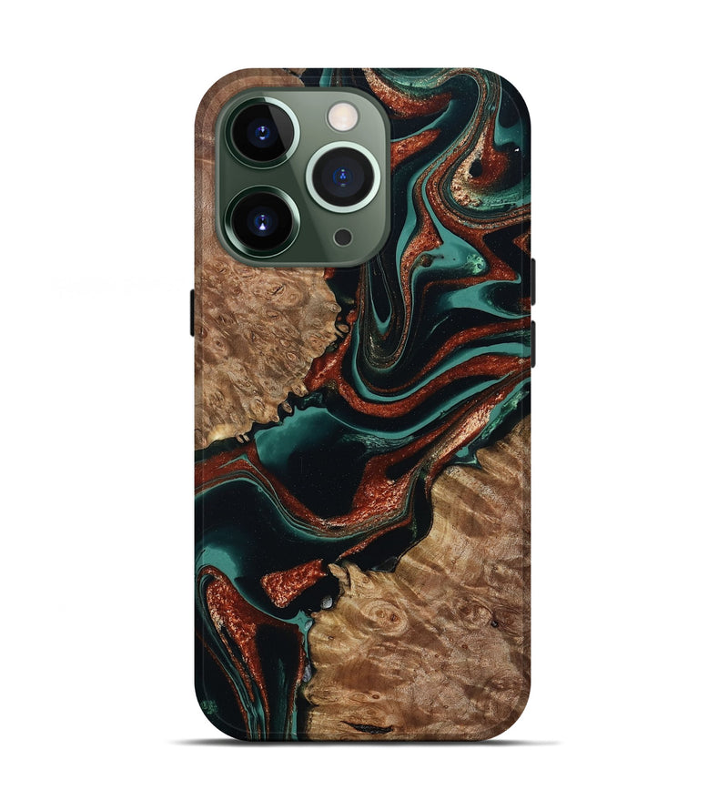 iPhone 13 Pro Wood Live Edge Phone Case - Liza (Green, 801478)