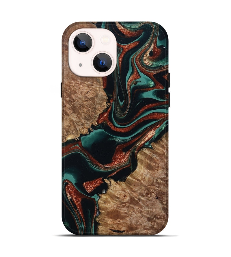 iPhone 14 Wood Live Edge Phone Case - Liza (Green, 801478)