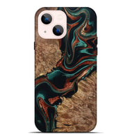 iPhone 14 Plus Wood Live Edge Phone Case - Liza (Green, 801478)