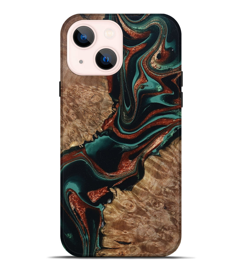 iPhone 14 Plus Wood Live Edge Phone Case - Liza (Green, 801478)