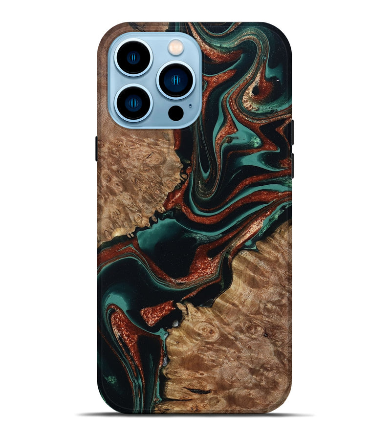iPhone 14 Pro Max Wood Live Edge Phone Case - Liza (Green, 801478)