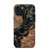 iPhone 15 Wood Live Edge Phone Case - Liza (Green, 801478)