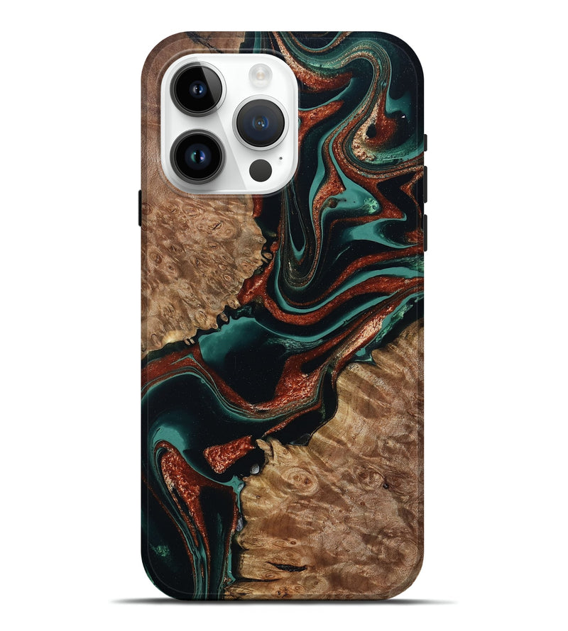 iPhone 15 Pro Max Wood Live Edge Phone Case - Liza (Green, 801478)