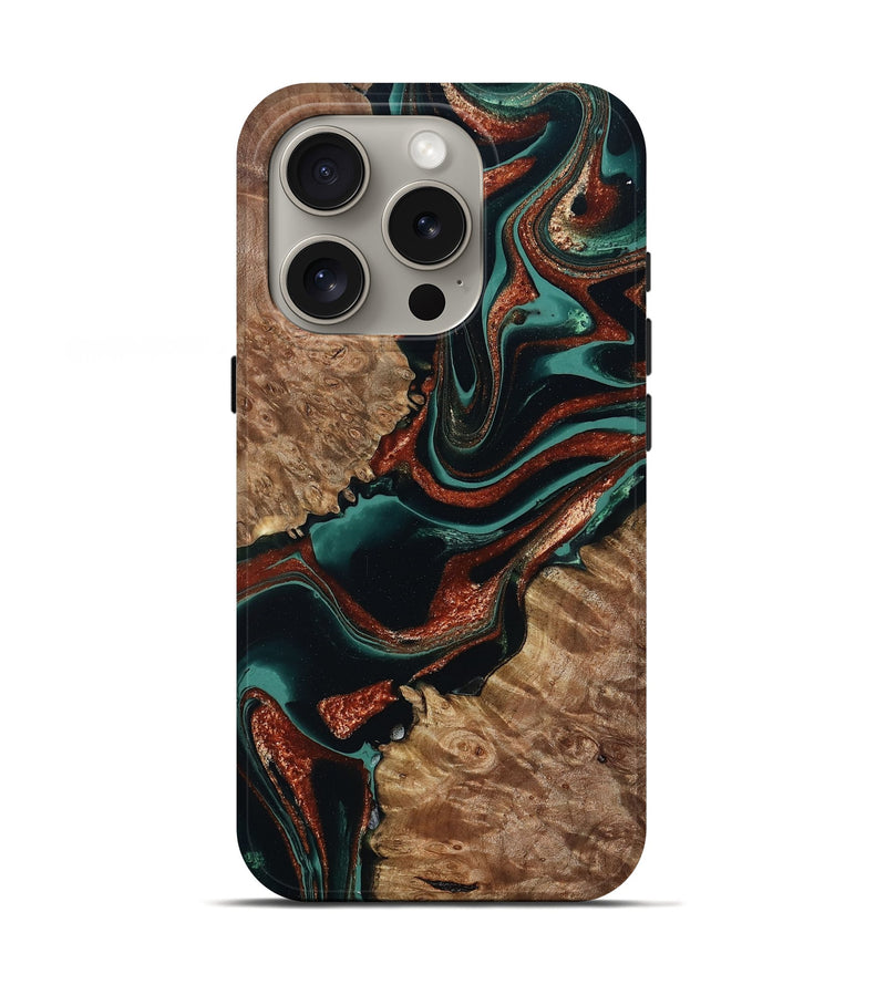 iPhone 16 Pro Wood Live Edge Phone Case - Liza (Green, 801478)