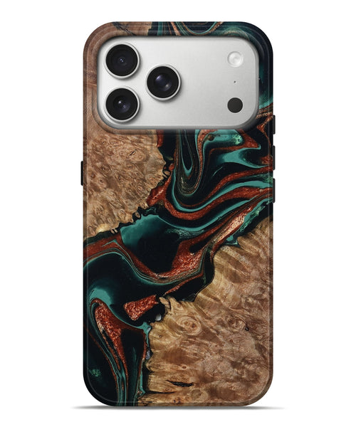 iPhone 17 Pro Max Wood Live Edge Phone Case - Liza (Green, 801478)
