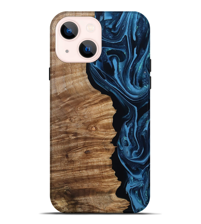 iPhone 14 Plus Wood Live Edge Phone Case - Elwood (Blue, 801479)