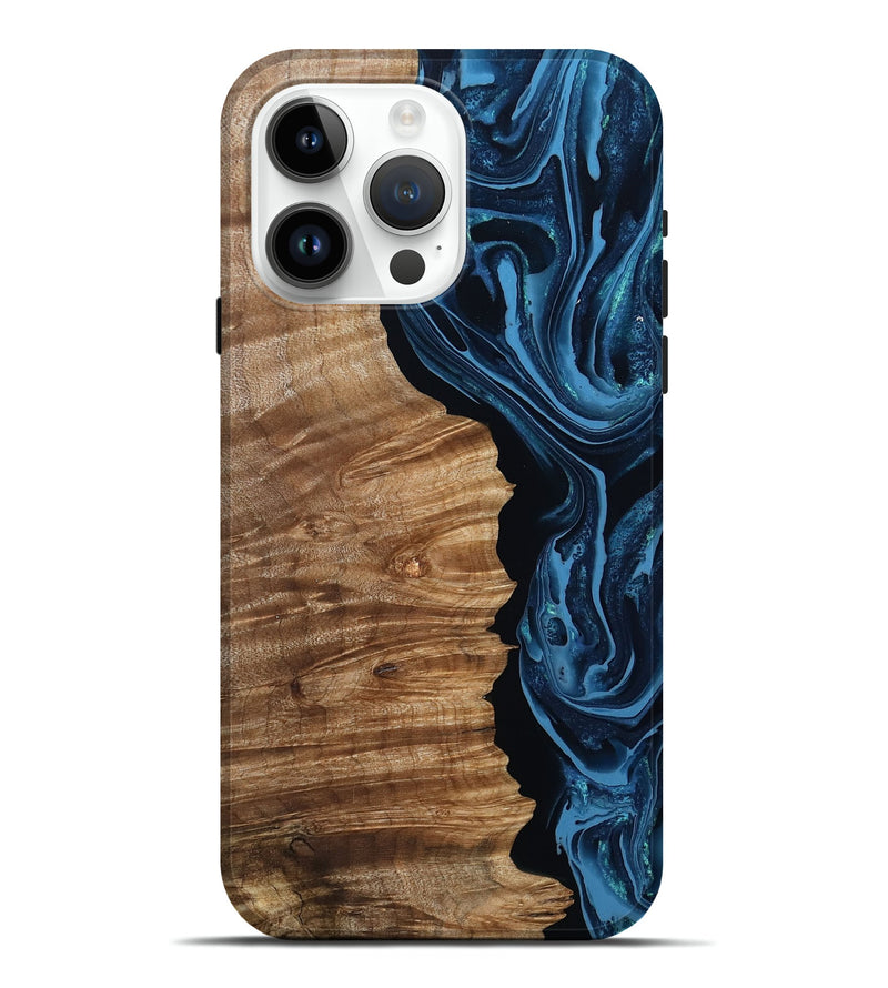 iPhone 15 Pro Max Wood Live Edge Phone Case - Elwood (Blue, 801479)