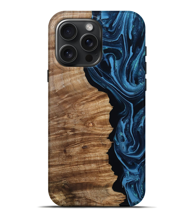 iPhone 16 Pro Max Wood Live Edge Phone Case - Elwood (Blue, 801479)