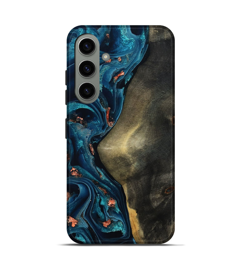 Galaxy S24 Wood Live Edge Phone Case - Enrique (Teal & Gold, 801482)