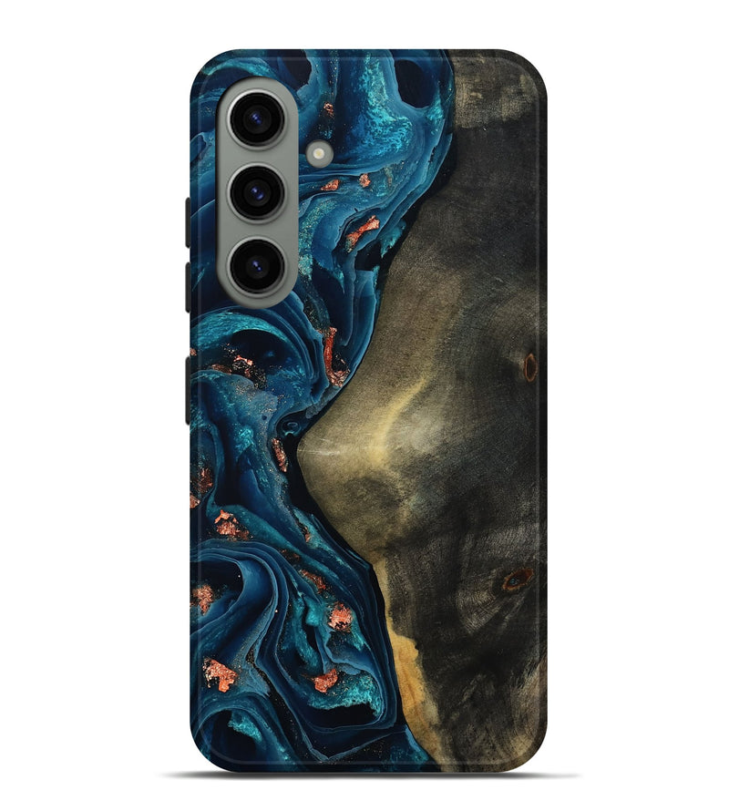 Galaxy S24 Plus Wood Live Edge Phone Case - Enrique (Teal & Gold, 801482)