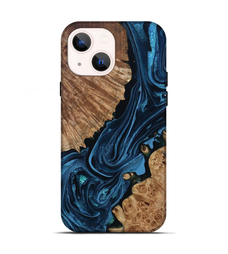 iPhone 13 Wood Live Edge Phone Case - Arjun (Blue, 801483)