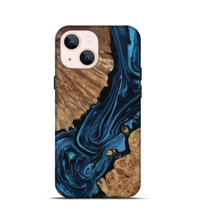 iPhone 13 mini Wood Live Edge Phone Case - Arjun (Blue, 801483)