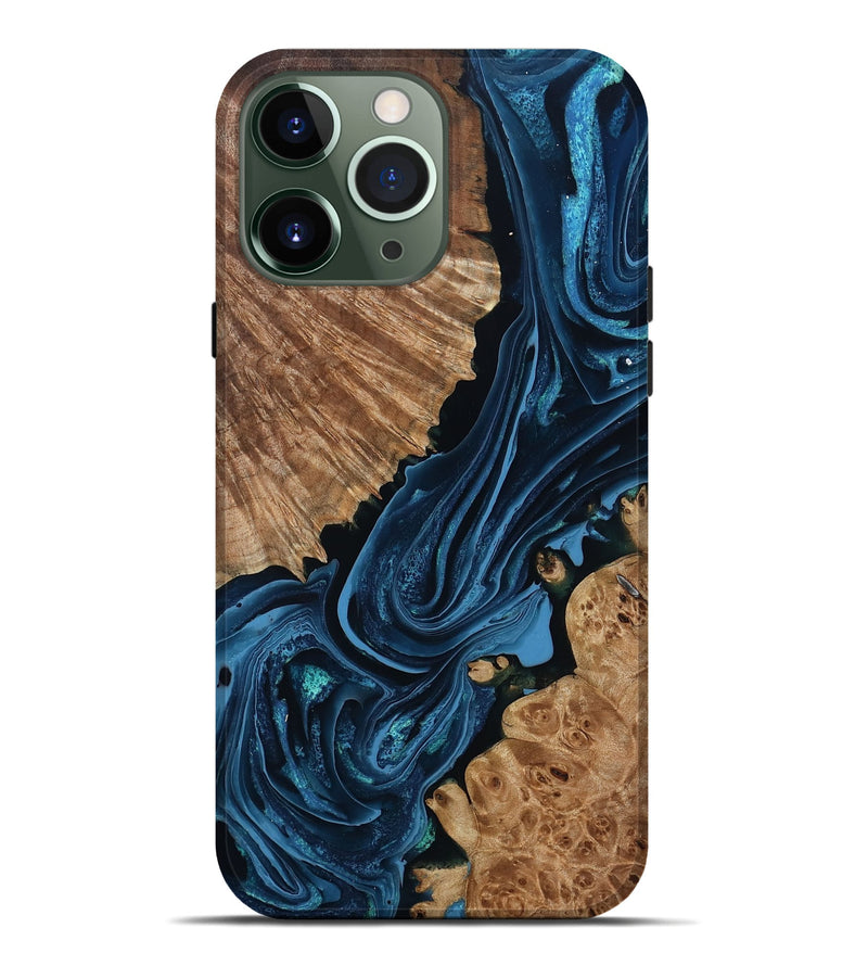 iPhone 13 Pro Max Wood Live Edge Phone Case - Arjun (Blue, 801483)