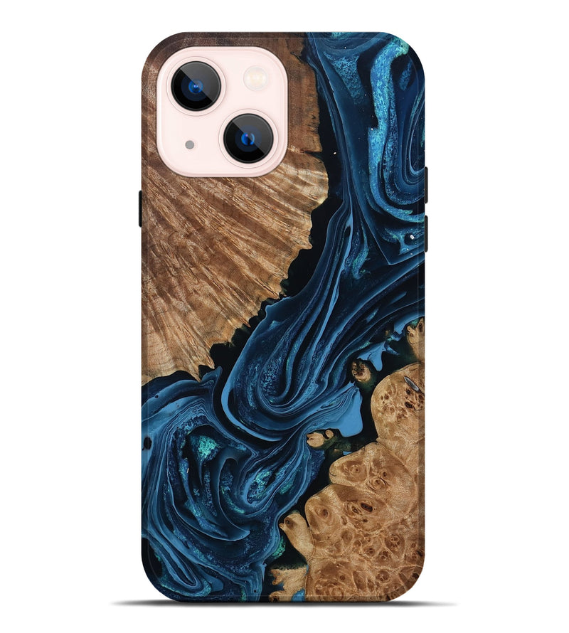 iPhone 14 Plus Wood Live Edge Phone Case - Arjun (Blue, 801483)