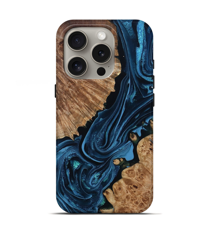 iPhone 16 Pro Wood Live Edge Phone Case - Arjun (Blue, 801483)