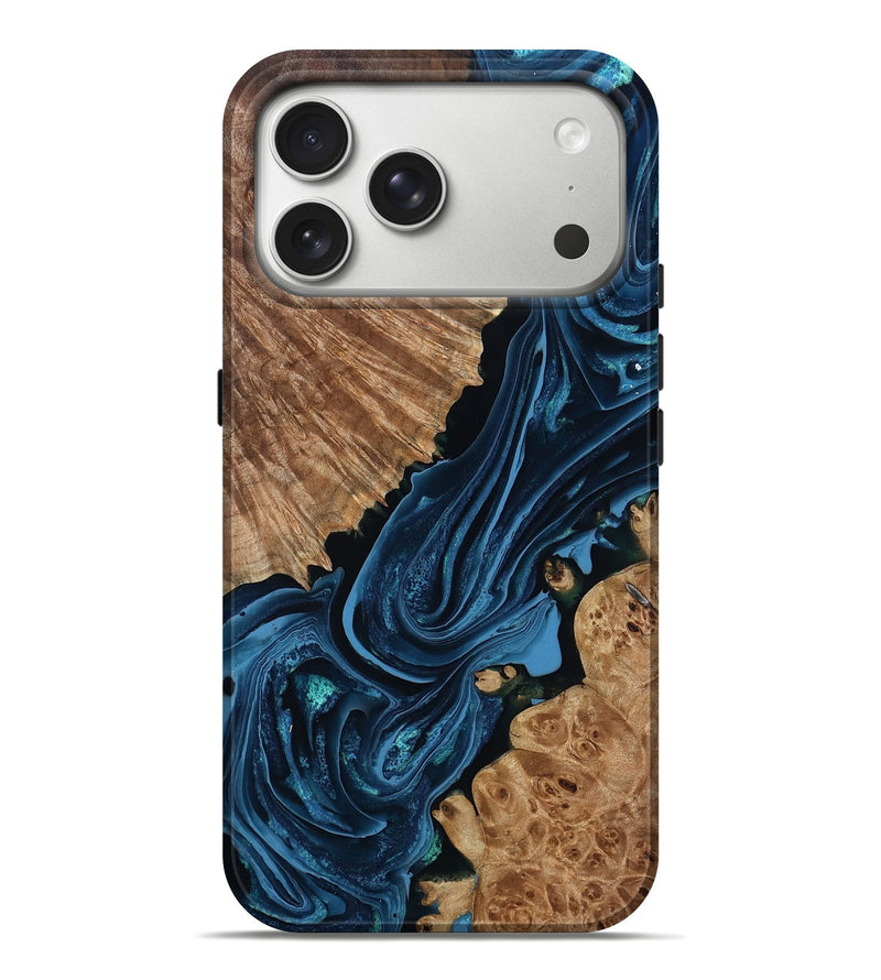 iPhone 17 Pro Max Wood Live Edge Phone Case - Arjun (Blue, 801483)