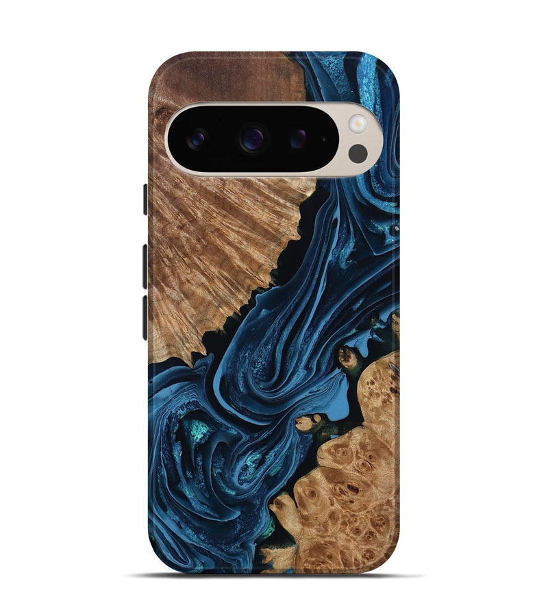 Pixel 9 Pro Wood Live Edge Phone Case - Arjun (Blue, 801483)