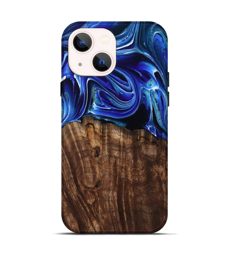 iPhone 14 Wood Live Edge Phone Case - Camilo (Blue, 801486)