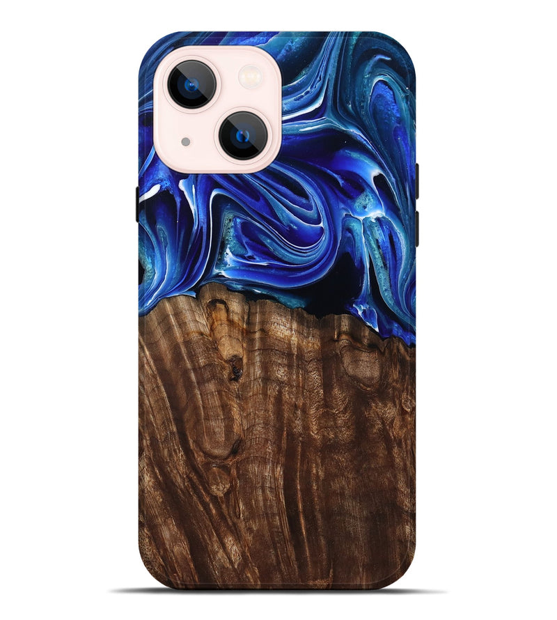 iPhone 14 Plus Wood Live Edge Phone Case - Camilo (Blue, 801486)
