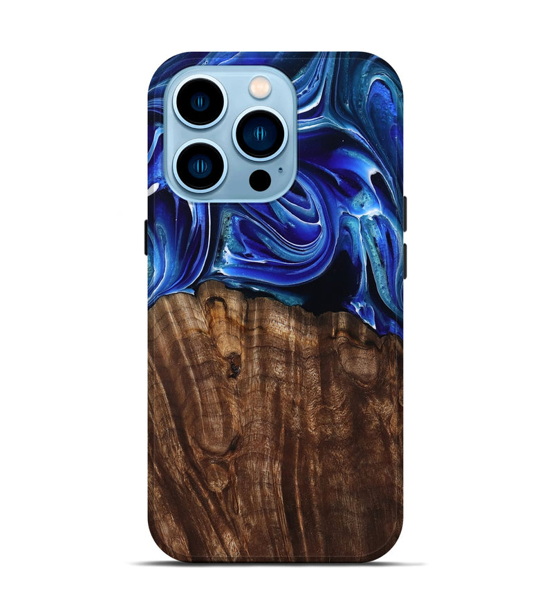 iPhone 14 Pro Wood Live Edge Phone Case - Camilo (Blue, 801486)