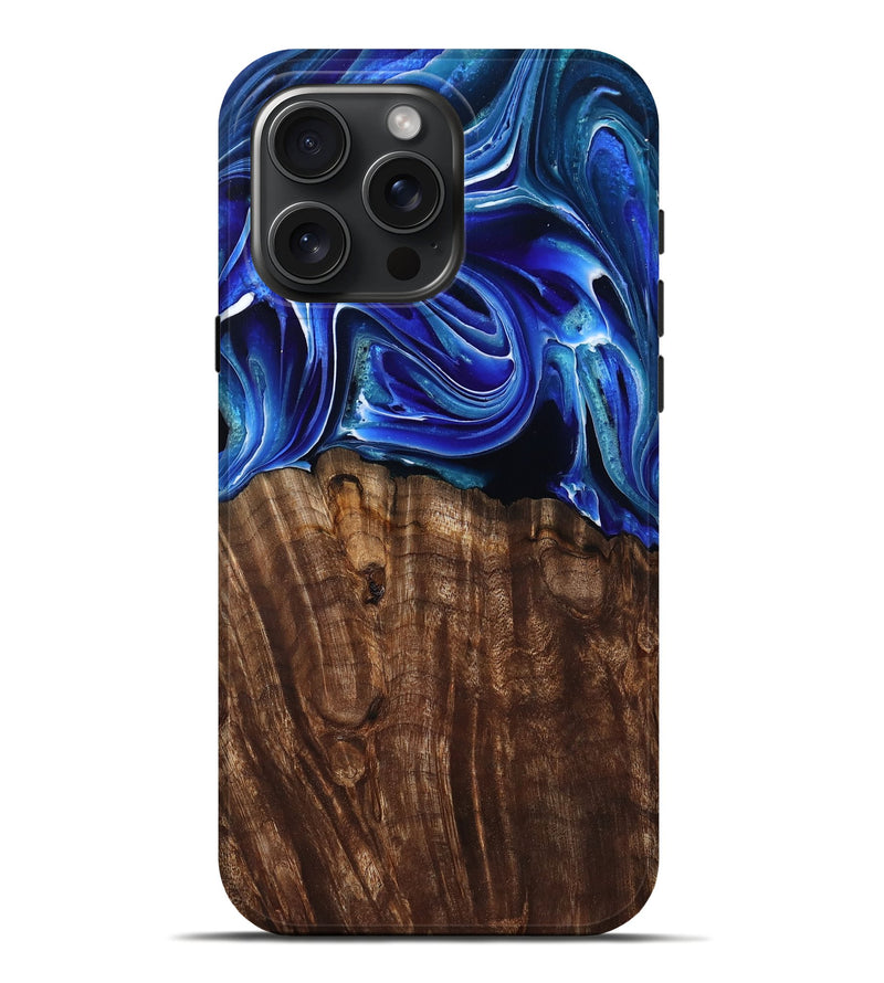 iPhone 16 Pro Max Wood Live Edge Phone Case - Camilo (Blue, 801486)