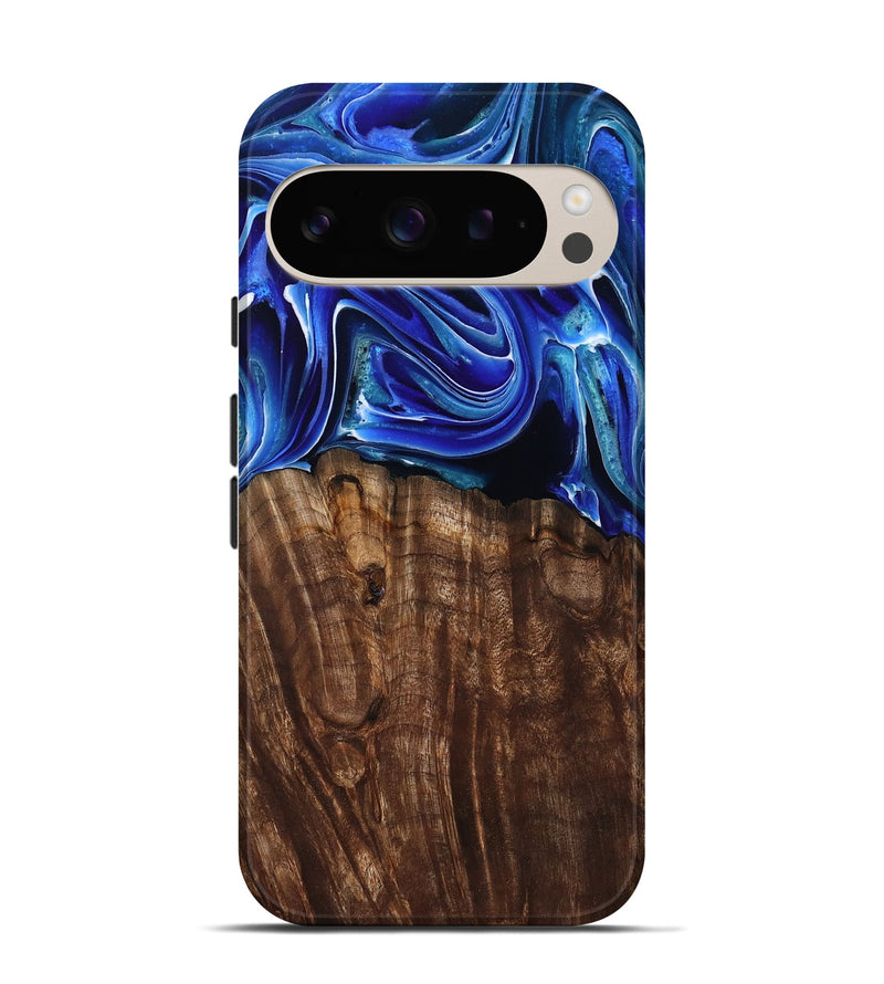 Pixel 9 Pro Wood Live Edge Phone Case - Camilo (Blue, 801486)
