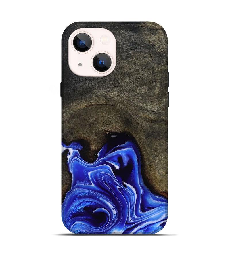 iPhone 14 Wood Live Edge Phone Case - Asaiah (Blue, 801487)