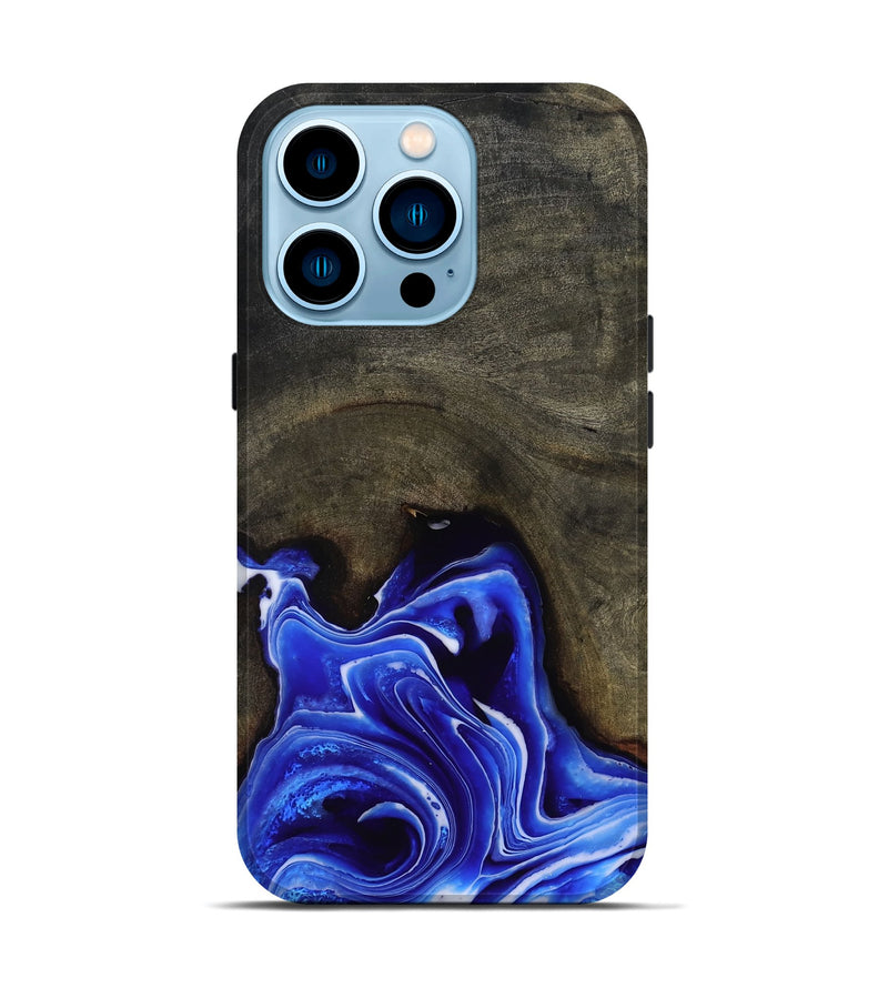 iPhone 14 Pro Wood Live Edge Phone Case - Asaiah (Blue, 801487)