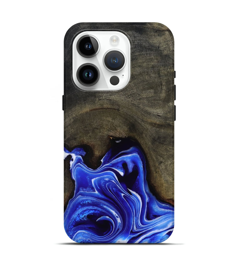 iPhone 15 Pro Wood Live Edge Phone Case - Asaiah (Blue, 801487)