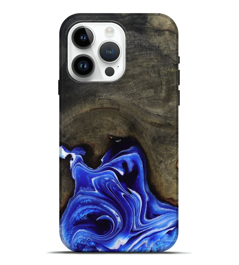 iPhone 15 Pro Max Wood Live Edge Phone Case - Asaiah (Blue, 801487)