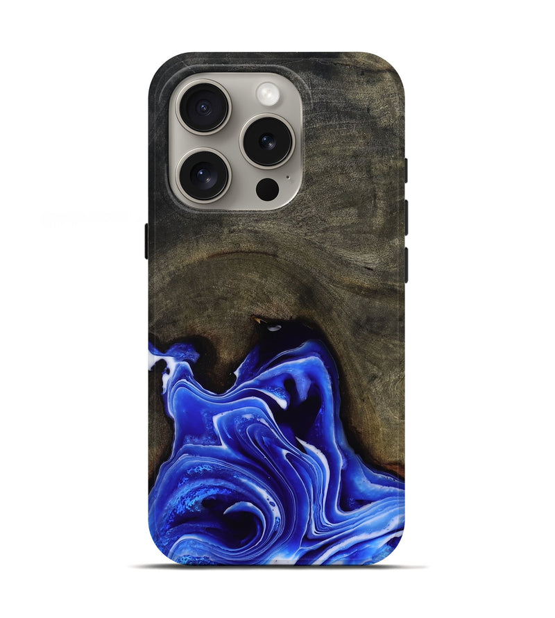 iPhone 16 Pro Wood Live Edge Phone Case - Asaiah (Blue, 801487)