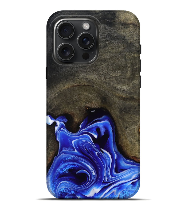 iPhone 16 Pro Max Wood Live Edge Phone Case - Asaiah (Blue, 801487)