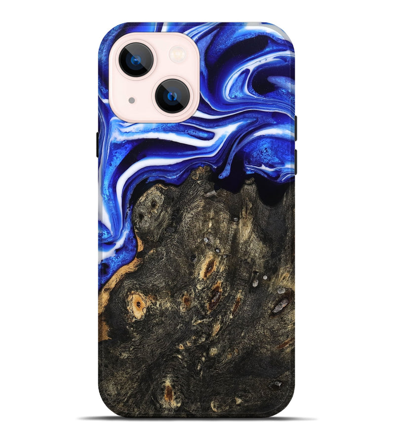 iPhone 14 Plus Wood Live Edge Phone Case - Kadin (Blue, 801488)