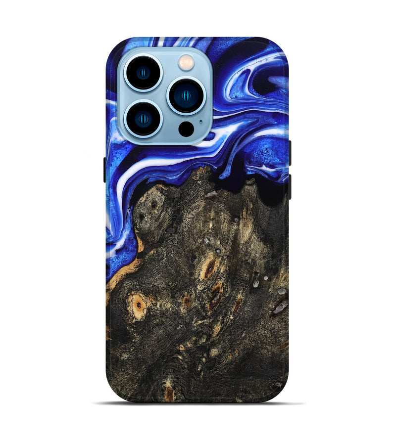 iPhone 14 Pro Wood Live Edge Phone Case - Kadin (Blue, 801488)