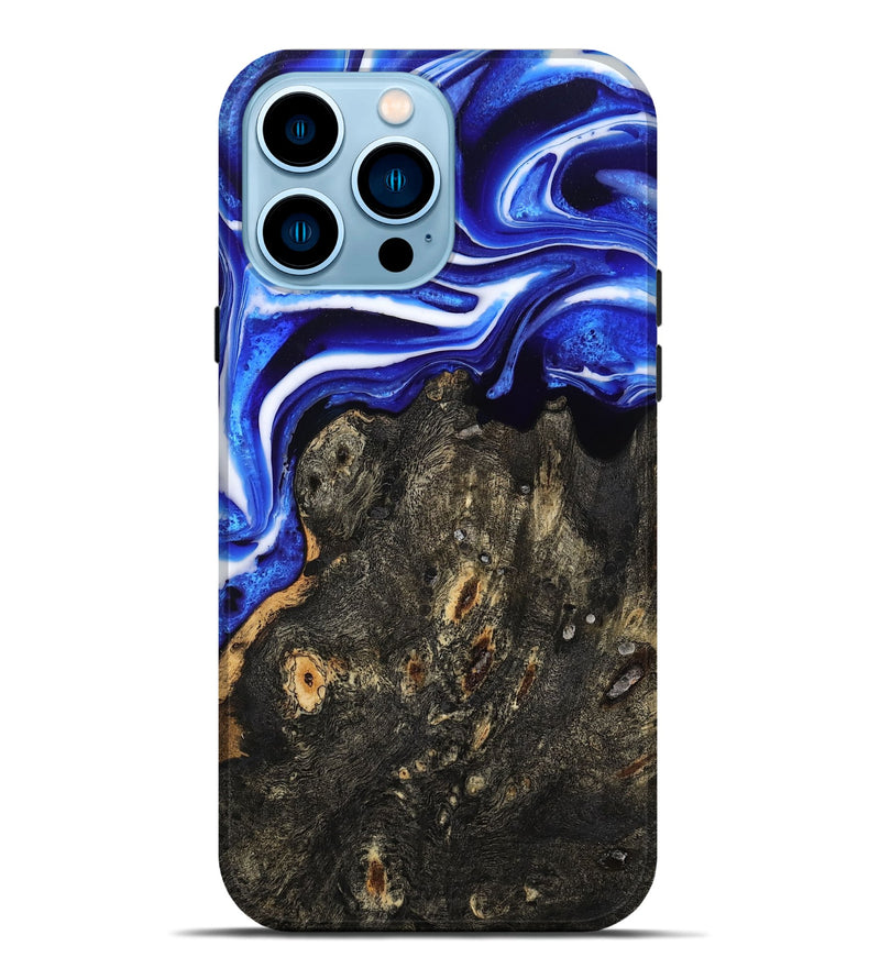 iPhone 14 Pro Max Wood Live Edge Phone Case - Kadin (Blue, 801488)