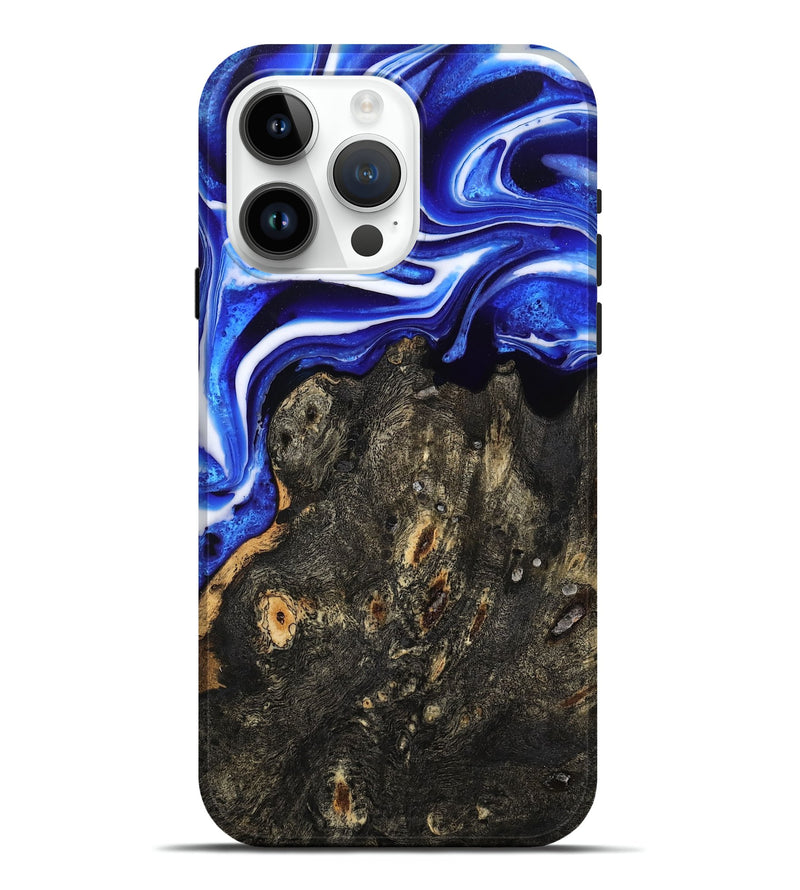 iPhone 15 Pro Max Wood Live Edge Phone Case - Kadin (Blue, 801488)