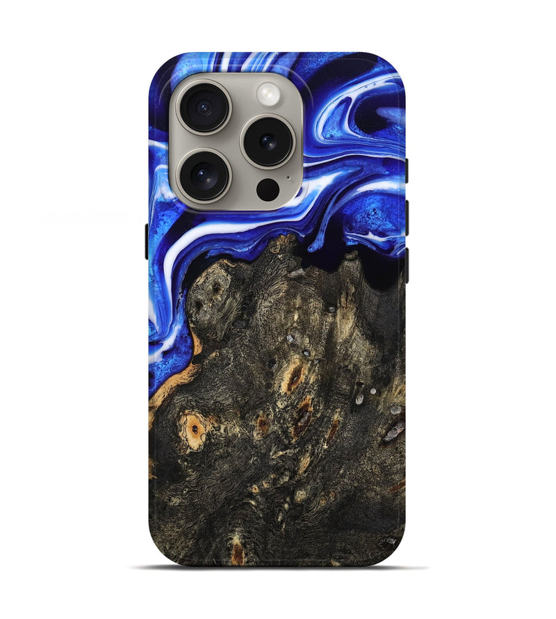 iPhone 16 Pro Wood Live Edge Phone Case - Kadin (Blue, 801488)