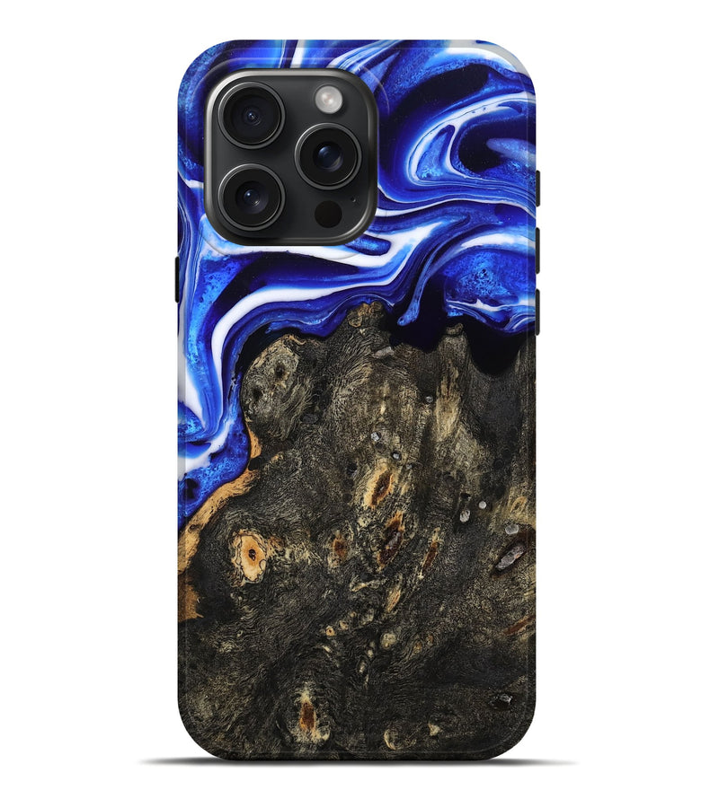 iPhone 16 Pro Max Wood Live Edge Phone Case - Kadin (Blue, 801488)