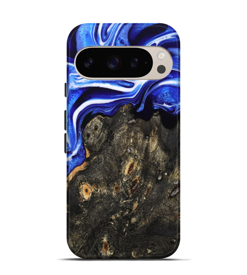 Pixel 9 Pro Wood Live Edge Phone Case - Kadin (Blue, 801488)