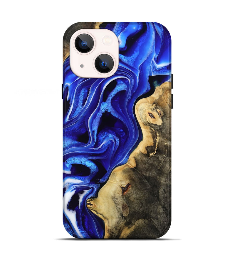 iPhone 13 Wood Live Edge Phone Case - Emanuel (Blue, 801489)