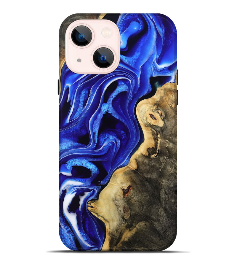 iPhone 14 Plus Wood Live Edge Phone Case - Emanuel (Blue, 801489)